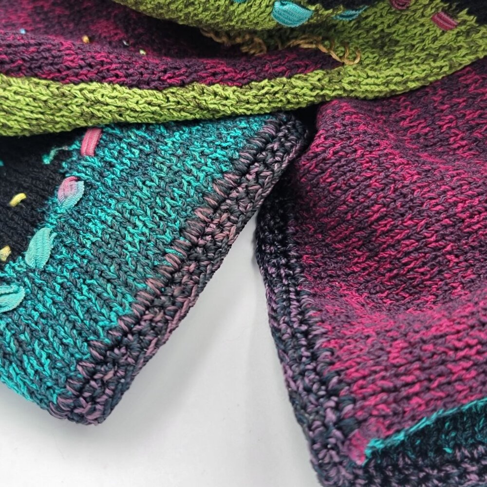Vintage Colorful Patchwork Knit Sweater Womens Large - Picture 9 of 14